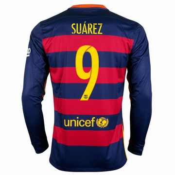 Acheter Maillot Barcelone Manche Longue Suarez Domicile 2015 2016