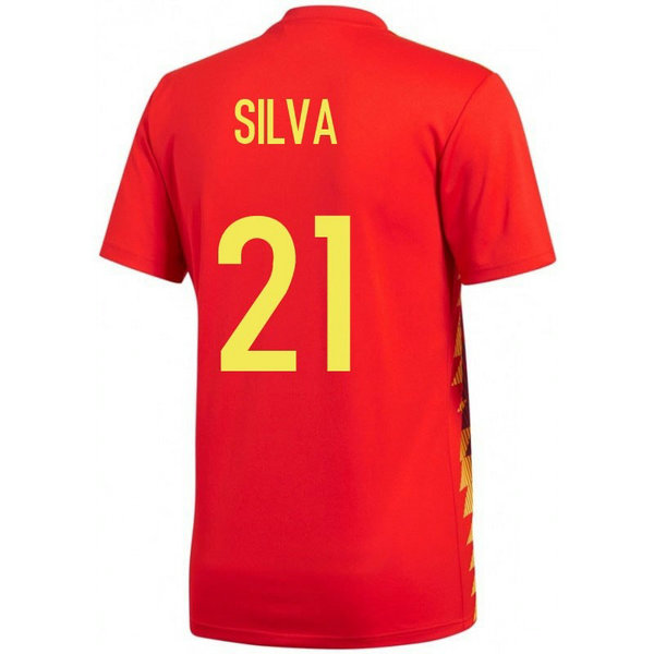 2018 2019 Homme Maillot Equipe de Espagne SILVA Coupe du Monde Domicile