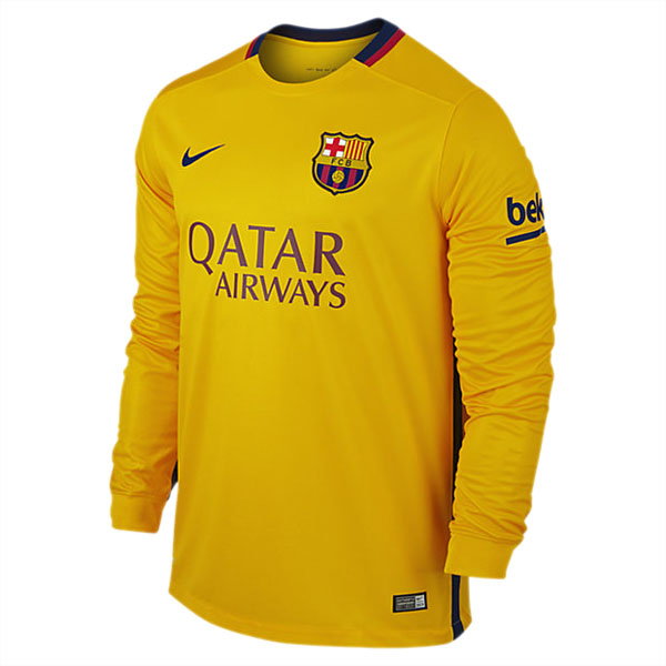 Maillot Barcelone Manche Longue Exterieur 2015 2016 Vente Chaude Paris