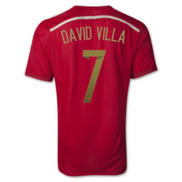 Maillot Espagne David Villa Domicile 2014 2015 Remise Paris en ligne