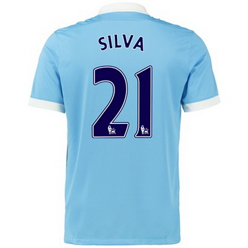 Maillot Manchester City Silva Domicile 2015 2016 Pas Cher Lyon