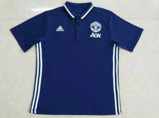 Maillot Manchester United Polo Bleu 2016 à Prix Réduit