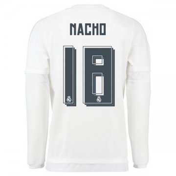 Maillot Real Madrid Manche Longue Nacho Domicile 2015 2016 Pas Cher en Promo