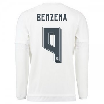 Meilleure Qualité Maillot Real Madrid Manche Longue Benzema Domicile 2015 2016