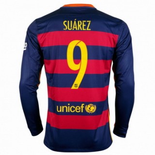 Maillot Barcelone Manche Longue Suarez Domicile 2015 2016