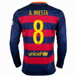 Maillot Barcelone Manche Longue A.Iniesta Domicile 2015 2016